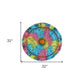 32" X 32" Blue And Pink Round Horoscope Fabric Floor Throw Pillow Cover with Pompoms