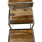 Set of Three 21" Silver And Brown Solid Wood Nested Tables