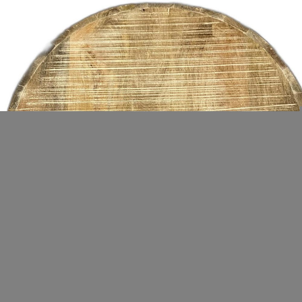 20" Natural Distressed Solid Wood Round Drum End Table