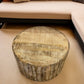 32" Brown Solid Wood Round Distressed Drum Coffee Table