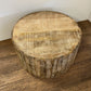 32" Brown Solid Wood Round Distressed Drum Coffee Table