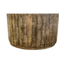 32" Brown Solid Wood Round Distressed Drum Coffee Table