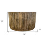 32" Brown Solid Wood Round Distressed Drum Coffee Table