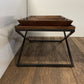27" Brown And Black Solid Wood Cross Legs Coffee Table