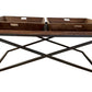 27" Brown And Black Solid Wood Cross Legs Coffee Table