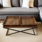27" Brown And Black Solid Wood Cross Legs Coffee Table