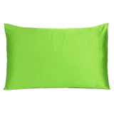 Set of Two Bright Green Dreamy Silky Satin King Pillowcases