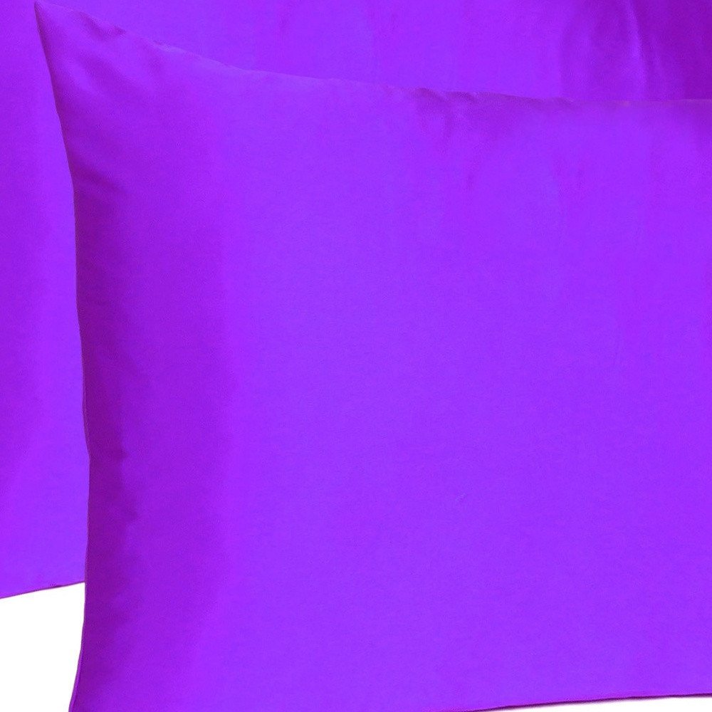 Bright Purple Dreamy Set Of 2 Silky Satin King Pillowcases