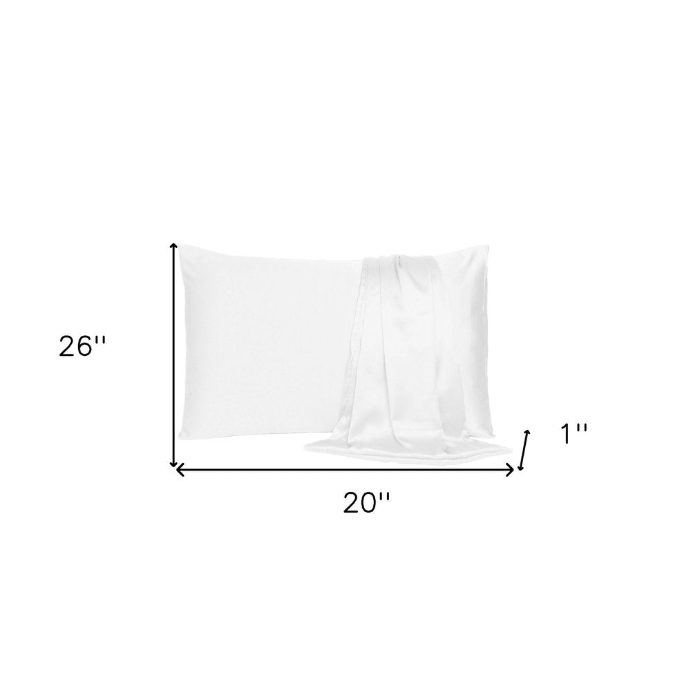 Set Of Two White Silky Satin Standard Pillowcases