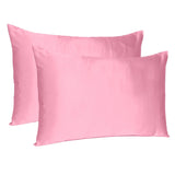 Set Of Two Pink Rose Dreamy Silky Satin Standard Pillowcases