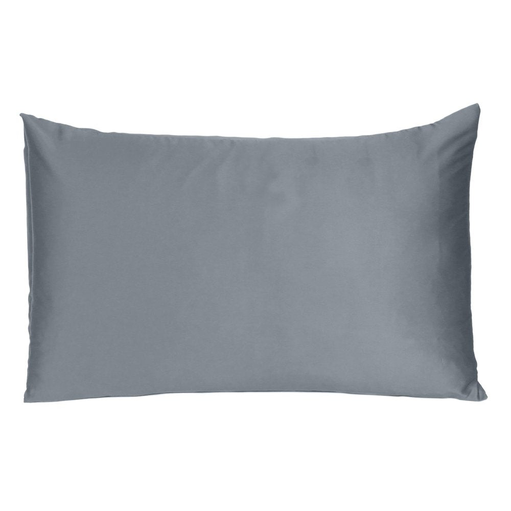 Set Of Two Dark Gray Dreamy Silk Satin Standard Pillowcases