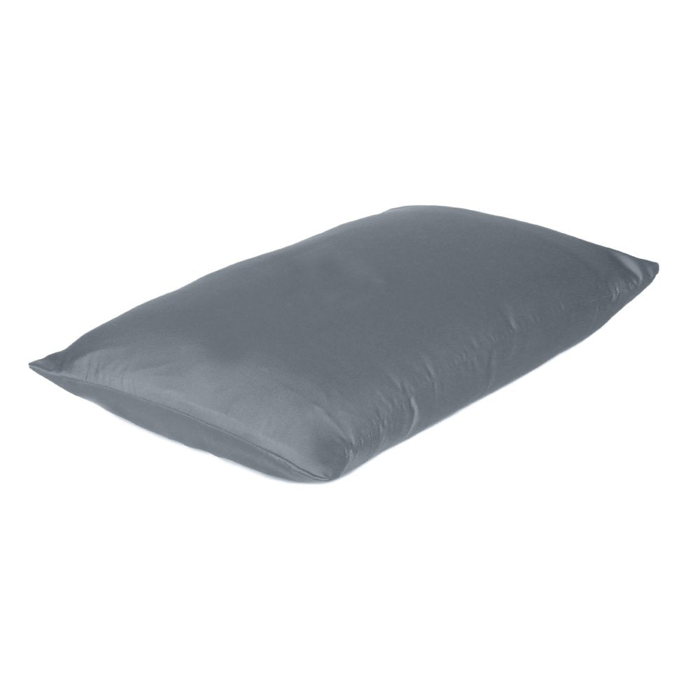 Set Of Two Dark Gray Dreamy Silk Satin Standard Pillowcases