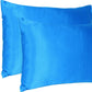 Blue Dreamy Set Of 2 Silky Satin Queen Pillowcases