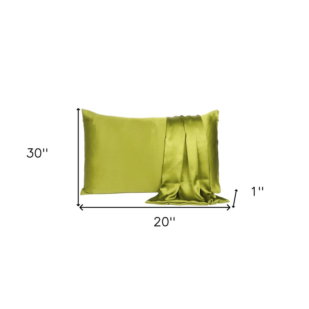 Set of Two Lemongrass Dreamy Silk Satin Queen Pillowcases