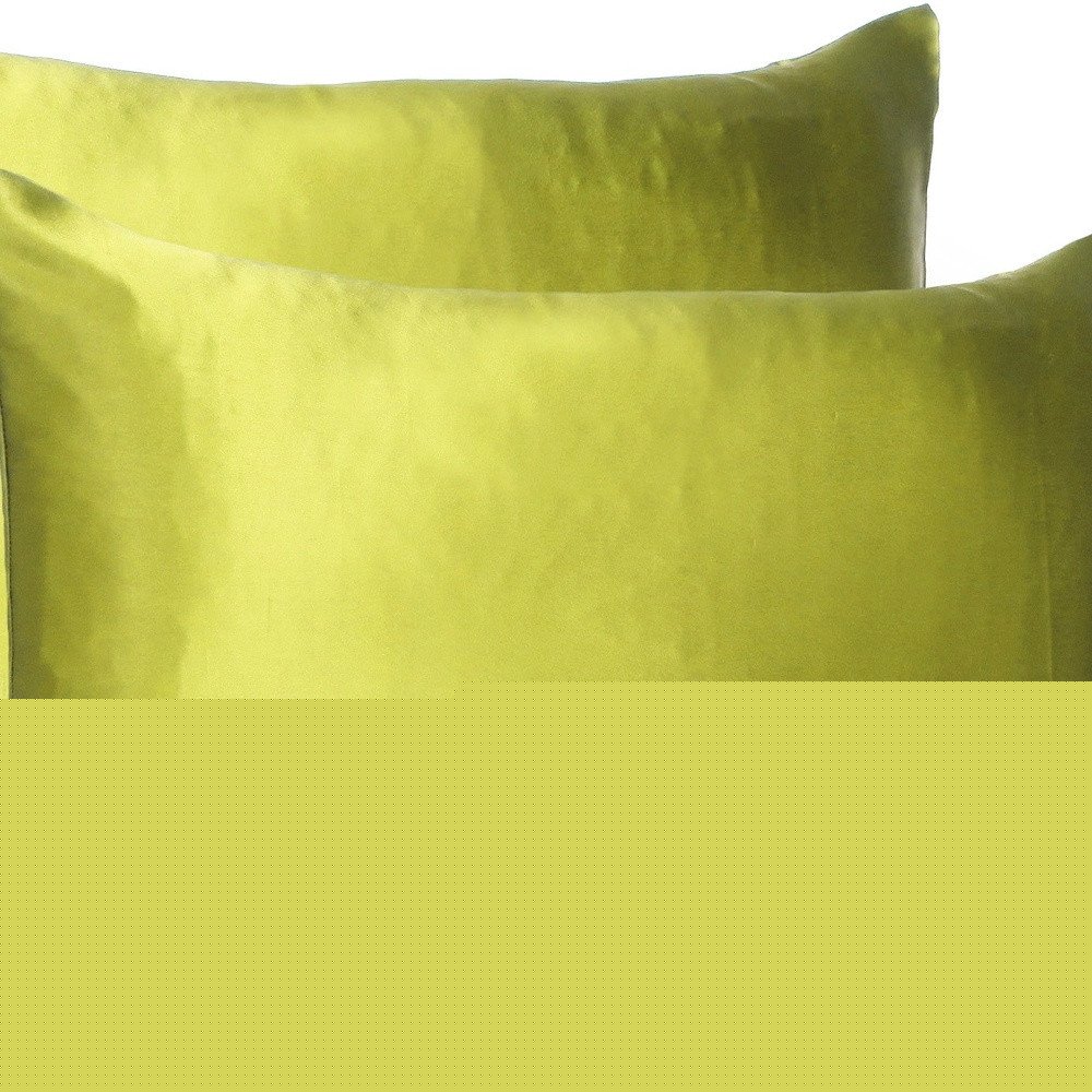 Set of Two Lemongrass Dreamy Silk Satin Queen Pillowcases