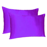 Set of Two Bright Purple Dreamy Silky Satin Queen Pillowcases