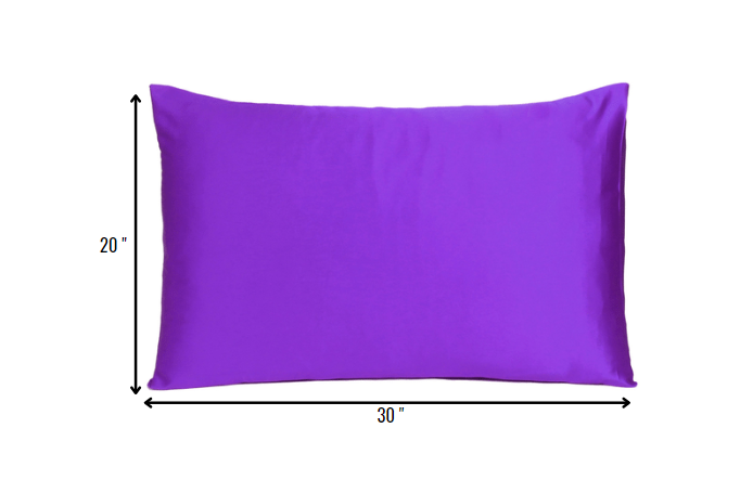 Set of Two Bright Purple Dreamy Silky Satin Queen Pillowcases