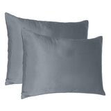 Dark Gray Dreamy Set Of Two Silky Satin Queen Pillowcases