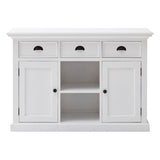 49" White Wood Three Drawer Sideboard with Two Doors