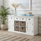 63" White Solid Wood Four Drawer Sideboard with Two Doors