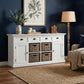 63" White Solid Wood Four Drawer Sideboard with Two Doors