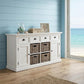 63" White Solid Wood Four Drawer Sideboard with Two Doors