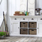 63" White Solid Wood Four Drawer Sideboard with Two Doors