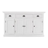 57" White Solid Wood Three Drawer Sideboard