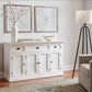 57" White Solid Wood Three Drawer Sideboard