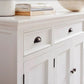 57" White Solid Wood Three Drawer Sideboard