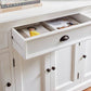 57" White Solid Wood Three Drawer Sideboard