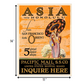 Asia via Honolulu Vintage Travel Unframed Print Wall Art
