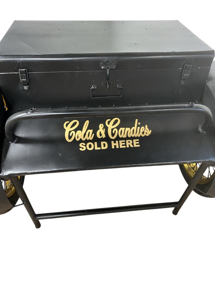 Black Old Time Delivery Box Table With Storage