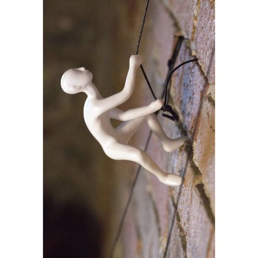 6" X 3" White Resin Climbing Man Hanging Dimensional Sculpture