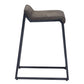 25" Brown And Black Leather And Genuine Leather And Iron Low Back Counter Height Bar Chair