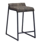 25" Brown And Black Leather And Genuine Leather And Iron Low Back Counter Height Bar Chair