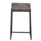 25" Brown And Black Leather And Genuine Leather And Iron Low Back Counter Height Bar Chair