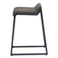 25" Brown And Black Leather And Iron Low Back Counter Height Bar Chair
