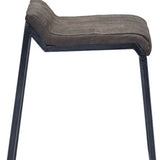 25" Brown And Black Leather And Genuine Leather And Iron Low Back Counter Height Bar Chair