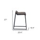 25" Brown And Black Leather And Genuine Leather And Iron Low Back Counter Height Bar Chair
