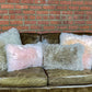 Set Of Two  Blush Natural Sheepskin Square Pillows