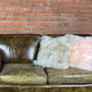 Set Of Two  Blush Natural Sheepskin Square Pillows