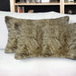 Set of Two 12" X 20" Taupe Sheepskin Lumbar Throw Pillows