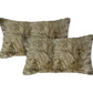 Set of Two 12" X 20" Taupe Sheepskin Lumbar Throw Pillows