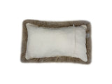 Set of Two 12" X 20" Taupe Sheepskin Lumbar Throw Pillows
