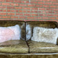Set of Two 12" X 20" Taupe Sheepskin Lumbar Throw Pillows