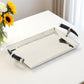 19" Silver Stainless Steel Serving Tray With Horn Handles