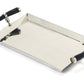 19" Silver Stainless Steel Serving Tray With Horn Handles