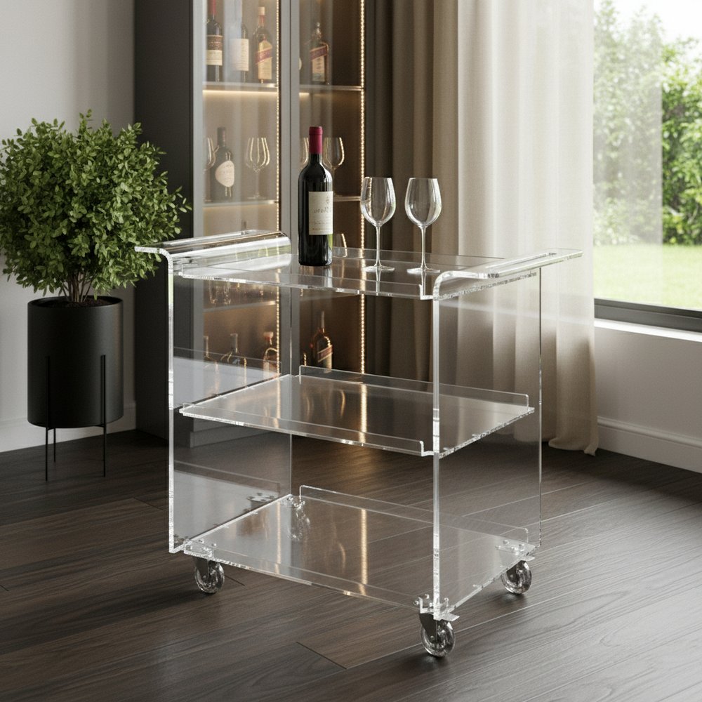 Clear Acrylic Rolling Server Bar Cart