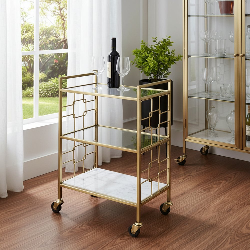 Polished Gold Bar Cart